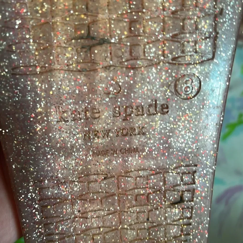 Kate Spade Jelly Slides Glitter Pink Flower - 8